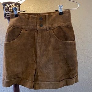 Vintage Brown Suede Lined Shorts